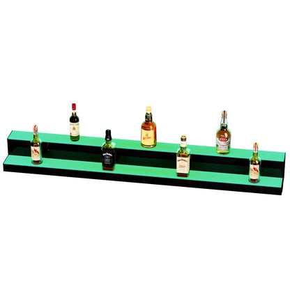 LED Lighted Liquor Bottle Display, 2 Tiers 60 Inch Commercial Illuminated Home Bar Shelf, 2 Steps Whiskey Rack Stand, Acrylic Drink Shelves with RF Remote & App Control, and Multicolor lighting