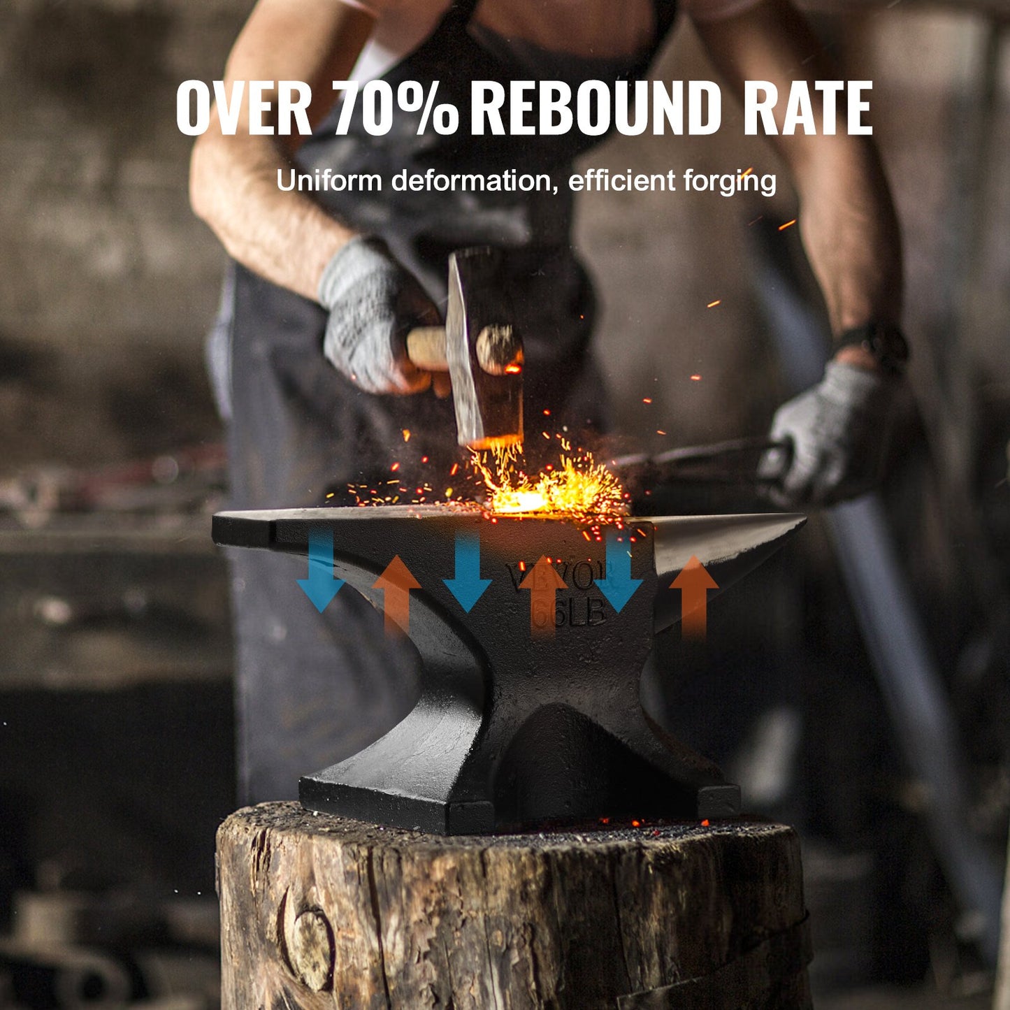 Single Horn Anvil, 29.9 kg Cast Steel Anvil, High Hardness Rugged Round Horn Anvil Blacksmith, Large Countertop and Stable Base, with Round and Square Hole, Metalsmith Tool for Bending and Shaping