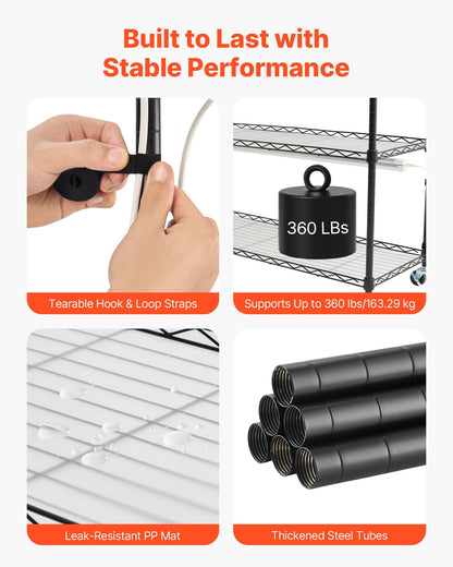 Pflanzenregal mit Pflanzenlampe, 6-stufiges Zimmerpflanzenregal, 180 cm hohes Pflanzenregal mit Rollen und Zeitschaltuhr, 150-W-Vollspektrum-Pflanzenlampe (3800 K), Metall-Blumentopfhalter für die Anzucht von Samen