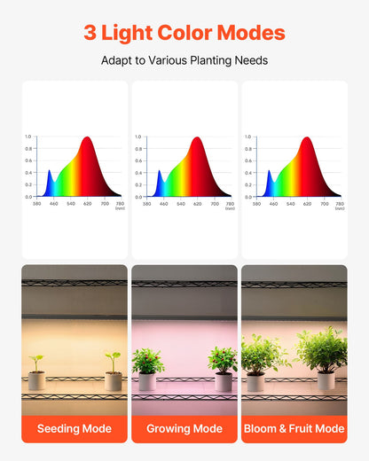 Pflanzenregal mit Pflanzenlampe, 4-stufiger Indoor-Pflanzenständer, 150 cm hohes Pflanzenregal mit Rollen, 90-W-Vollspektrum-Pflanzenlampe mit 3 Farben, robuster Metall-Blumentopfhalter für die Anzucht von Samen
