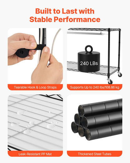 Pflanzenregal mit Pflanzenlampe, 4-stufiger Indoor-Pflanzenständer, 150 cm hohes Pflanzenregal mit Rollen, 90-W-Vollspektrum-Pflanzenlampe mit 3 Farben, robuster Metall-Blumentopfhalter für die Anzucht von Samen