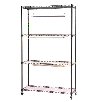Pflanzenregal mit Pflanzenlampe, 4-stufiger Indoor-Pflanzenständer, 150 cm hohes Pflanzenregal mit Rollen, 90-W-Vollspektrum-Pflanzenlampe mit 3 Farben, robuster Metall-Blumentopfhalter für die Anzucht von Samen