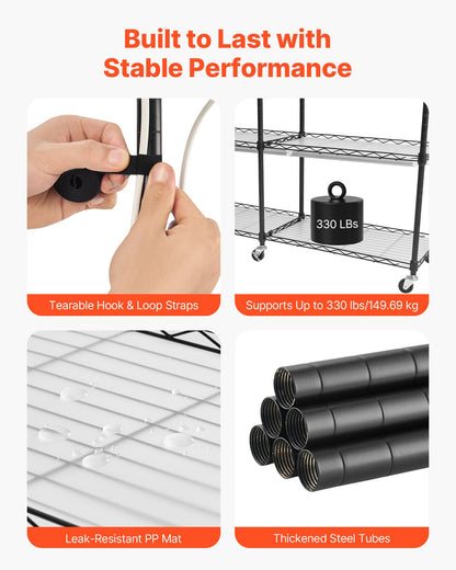 Pflanzenregal mit Pflanzenlampe, 6-stufiges Doppelreihen-Pflanzenregal, 180 cm hohes Zimmerpflanzenregal mit Rollen und Zeitschaltuhr, 200-W-Vollspektrum-Pflanzenlampen, Metall-Blumentopfhalter für die Anzucht von Samen