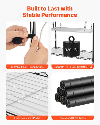 Gewächshaus für den Innenbereich mit Pflanzenlampe, 150 cm hoher, 4-stufiger Pflanzenständer mit transparenter Abdeckung, Zeitschaltuhr und Hygrometer, 180-W-Vollspektrum-Pflanzenlampen, beleuchtetes Pflanzenregal aus Metall für Zimmerpflanzen