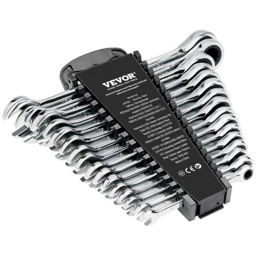 Combination Wrench Set, 16-Piece Ratcheting Wrench Set with Organizer Rack, Cr-V Steel Wrench Set Metric 8 mm to 24 mm, Ideal for General Household, Garage, Workshop, Auto Repairs, Emergency