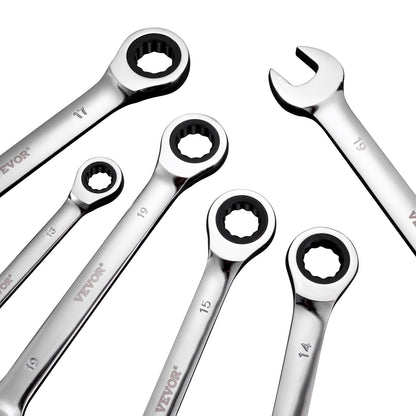 Combination Wrench Set, 30-Piece Ratcheting Wrench Set with Organizer Rack, Cr-V Steel Wrench Set SAE 1/4" to 1", Metric 8 mm to 24 mm, Ideal for General Household, Garage, Workshop, Emergency