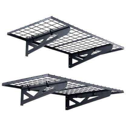 Garage Storage Shelving, 2 Pack, 4 x 2 ft Heavy Duty Garage Shelves Wall Mounted, 502 lbs Load Capacity(Total) Garage Storage Rack Floating Shelves, Suitable for Shop, Shed, Garage Storage