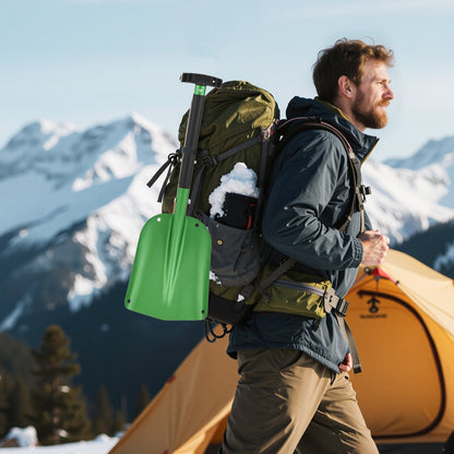 Schneeschaufel für die Einfahrt, 21,5 cm breite Schneeschaufel aus Aluminiumlegierung mit T-förmigen Griffen, Schneeschaufel mit großem Fassungsvermögen, tragbares und leichtes Schneeräumgerät für Garten, Auto und Camping