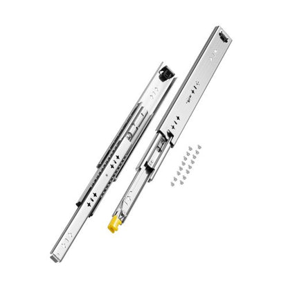 1 Paar Vollauszugsschienen für Schubladen (16, 18, 20, 24, 30, 35, 38, 59, 32, 36, 40, 48, 60 Zoll), Tragkraft: 113 kg, kugelgelagert mit Verriegelung, seitliche Montage der Schubladenschiene