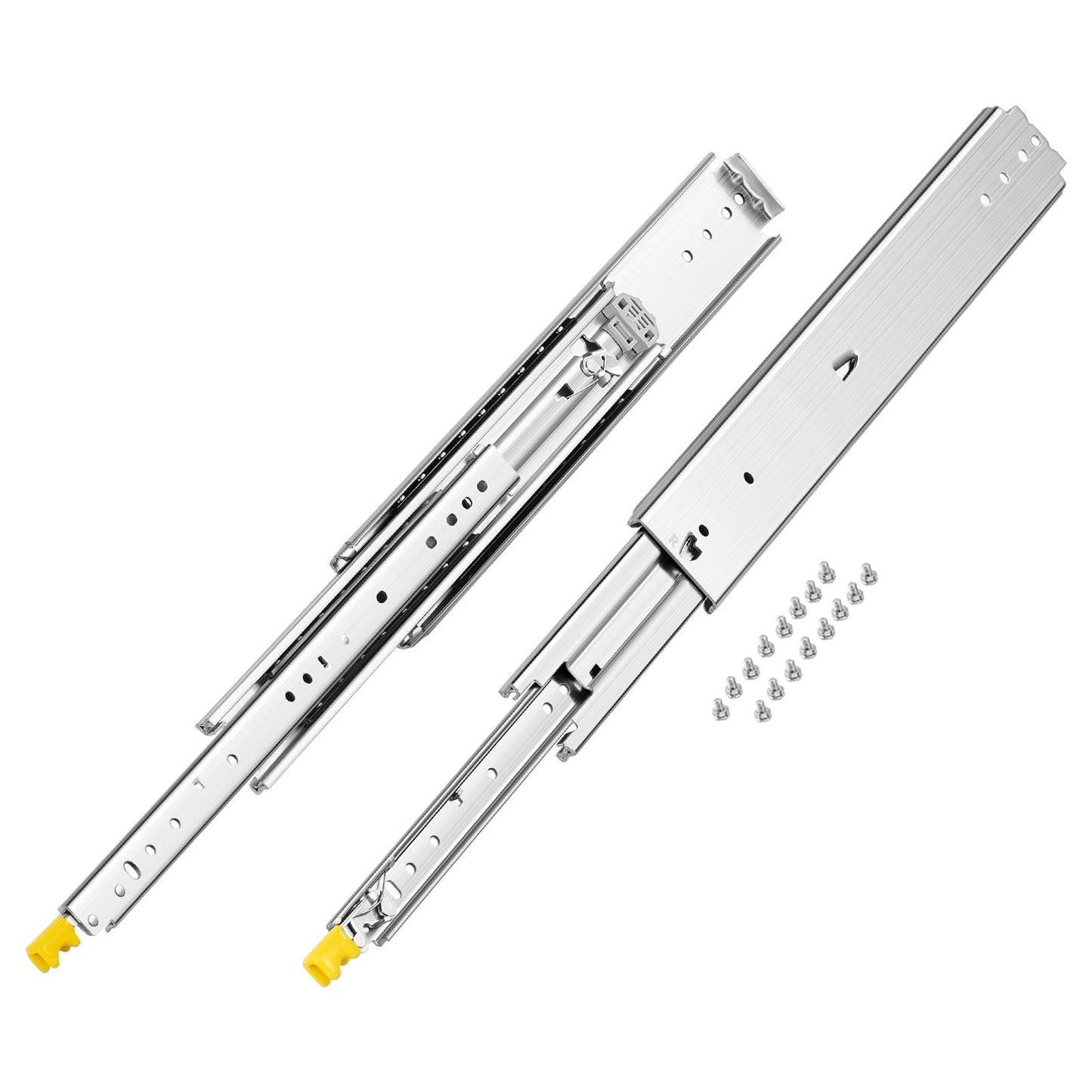 1 Pair Full Extension Drawer Slides 18 20 22 28 30 32 36 38 40 44 48 52 56 60 in, 500 lbs Load Capacity Locking Drawer Slides, Ball Bearing with Lock Side Mount Drawer Slide Rail