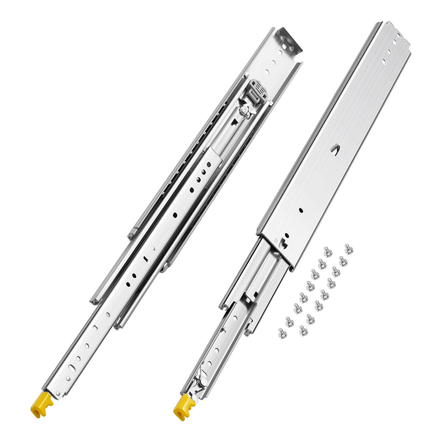 1 Pair Full Extension Drawer Slides 18 20 22 28 30 32 36 38 40 44 48 52 56 60 in, 500 lbs Load Capacity Locking Drawer Slides, Ball Bearing with Lock Side Mount Drawer Slide Rail