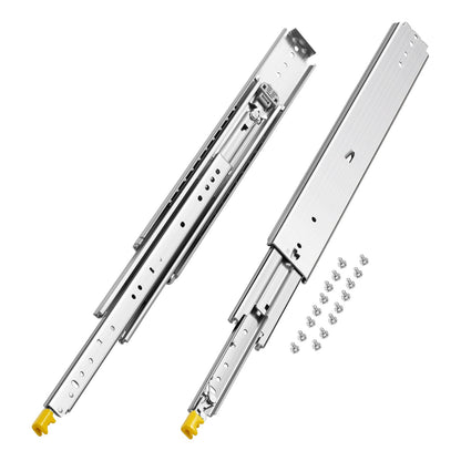1 Pair Full Extension Drawer Slides 18 20 22 28 30 32 36 38 40 44 48 52 56 60 in, 500 lbs Load Capacity Locking Drawer Slides, Ball Bearing with Lock Side Mount Drawer Slide Rail