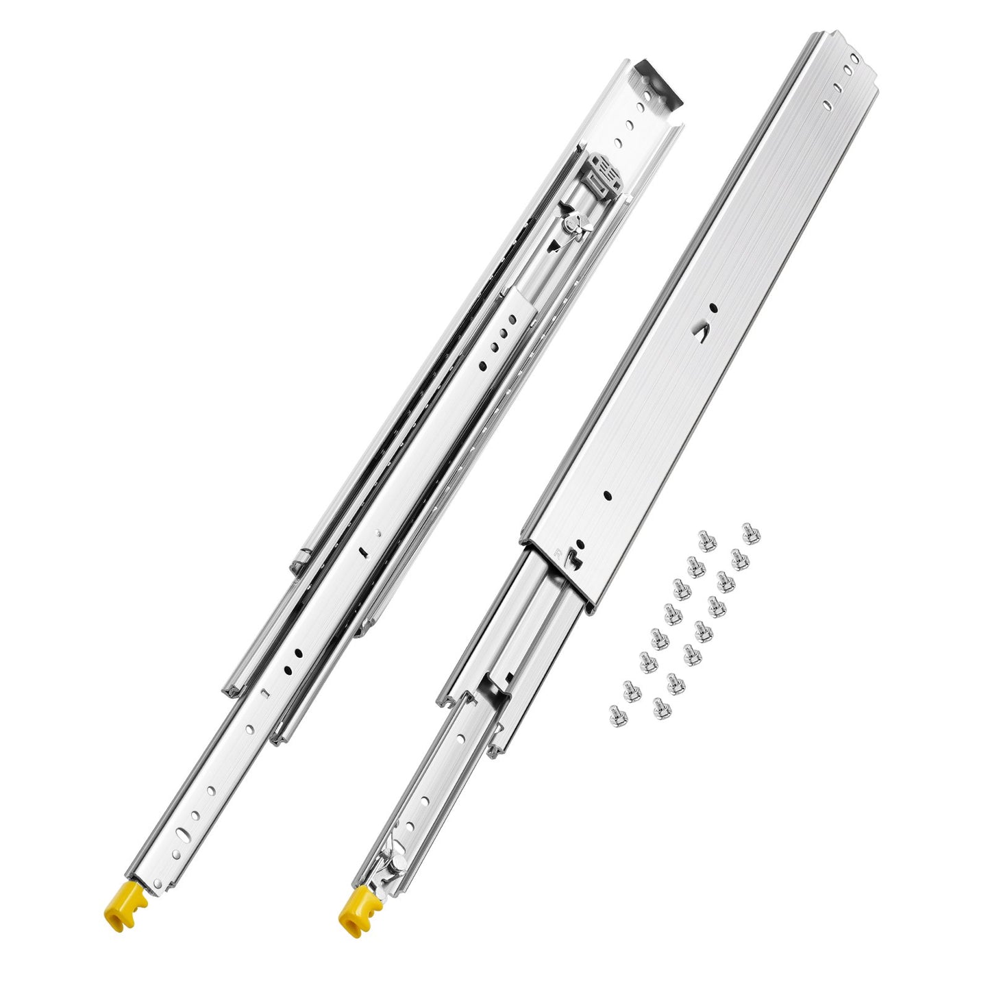 1 Pair Full Extension Drawer Slides 18 20 22 28 30 32 36 38 40 44 48 52 56 60 in, 500 lbs Load Capacity Locking Drawer Slides, Ball Bearing with Lock Side Mount Drawer Slide Rail