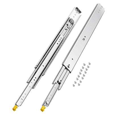 1 Pair Full Extension Drawer Slides 18 20 22 28 30 32 36 38 40 44 48 52 56 60 in, 500 lbs Load Capacity Locking Drawer Slides, Ball Bearing with Lock Side Mount Drawer Slide Rail