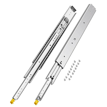 1 Pair Full Extension Drawer Slides 18 20 22 28 30 32 36 38 40 44 48 52 56 60 in, 500 lbs Load Capacity Locking Drawer Slides, Ball Bearing with Lock Side Mount Drawer Slide Rail