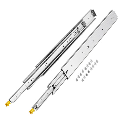 1 Pair Full Extension Drawer Slides 18 20 22 28 30 32 36 38 40 44 48 52 56 60 in, 500 lbs Load Capacity Locking Drawer Slides, Ball Bearing with Lock Side Mount Drawer Slide Rail
