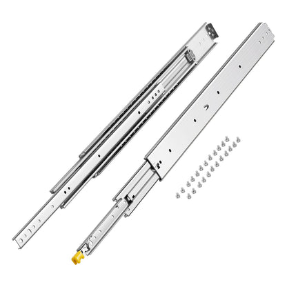 1 Pair Full Extension Drawer Slides 16 18 20 24 30 35 37.4 59 24 32 36 40 48 60 in, 500 lbs Load Capacity Locking Drawer Slides, Ball Bearing with Lock Side Mount Drawer Slide Rail