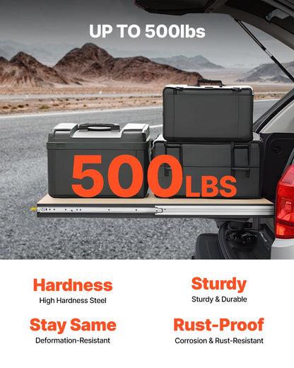 1 Pair Full Extension Drawer Slides 18 20 22 28 30 32 36 38 40 44 48 52 56 60 in, 500 lbs Load Capacity Locking Drawer Slides, Ball Bearing with Lock Side Mount Drawer Slide Rail