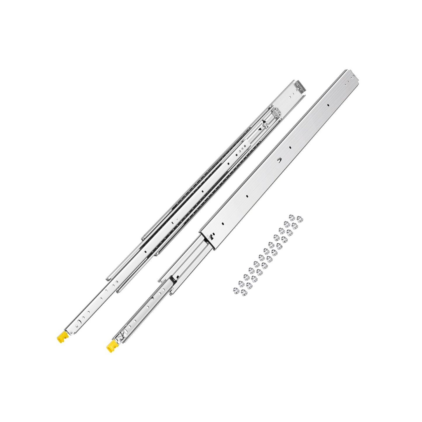 1 Pair Full Extension Drawer Slides 18 20 22 28 30 32 36 38 40 44 48 52 56 60 in, 500 lbs Load Capacity Locking Drawer Slides, Ball Bearing with Lock Side Mount Drawer Slide Rail