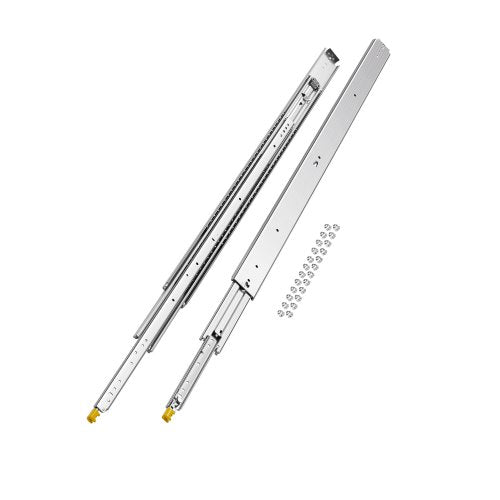 1 Pair Full Extension Drawer Slides 18 20 22 28 30 32 36 38 40 44 48 52 56 60 in, 500 lbs Load Capacity Locking Drawer Slides, Ball Bearing with Lock Side Mount Drawer Slide Rail