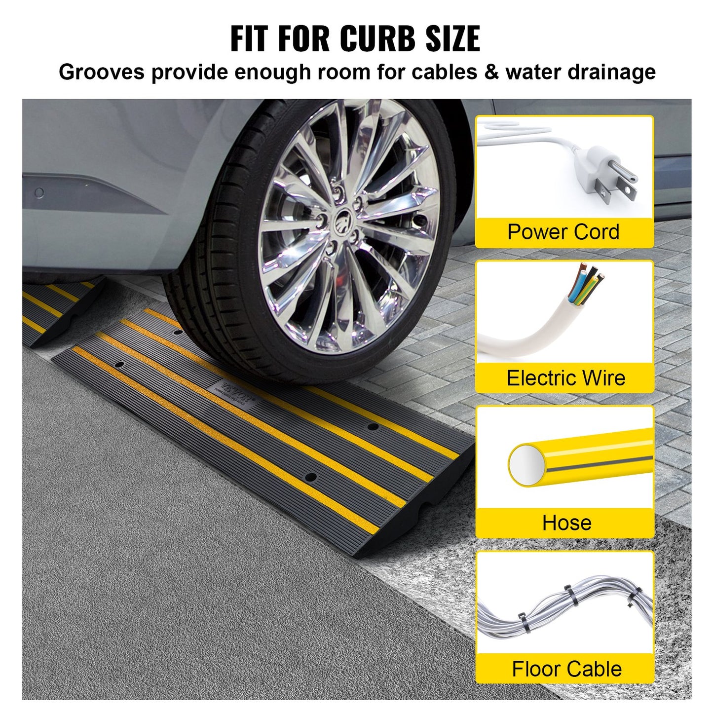 Curb Ramp Rubber Driveway Ramp 3 Pack 2.6" Rise 15T Load Threshold Ramp