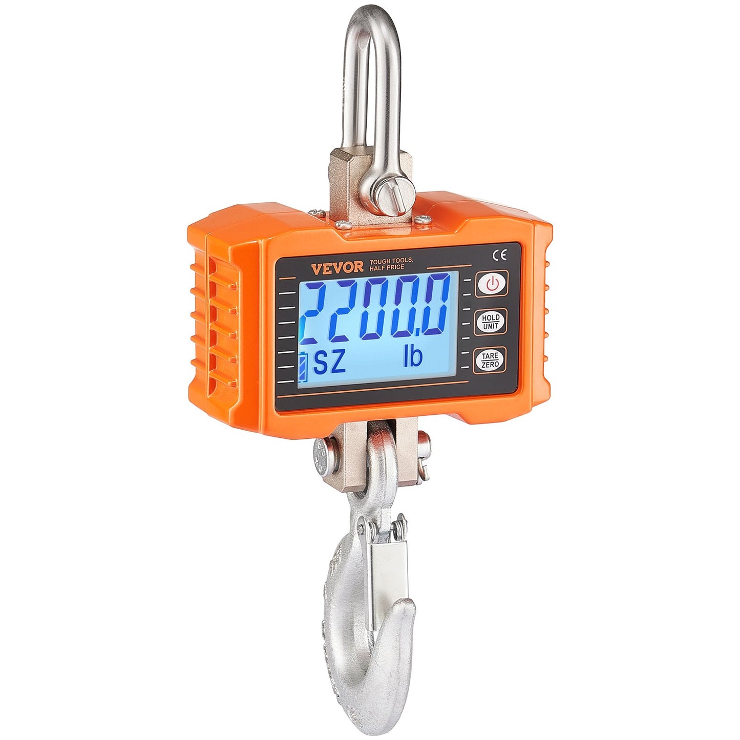 Digital Crane Scale, 2200 lbs/1000 kg, Industrial Heavy Duty Hanging Scale with Remote Control, Cast Aluminum Case & LCD Screen, High Precision for Construction, Factory, Farm, Hunting (Orange)
