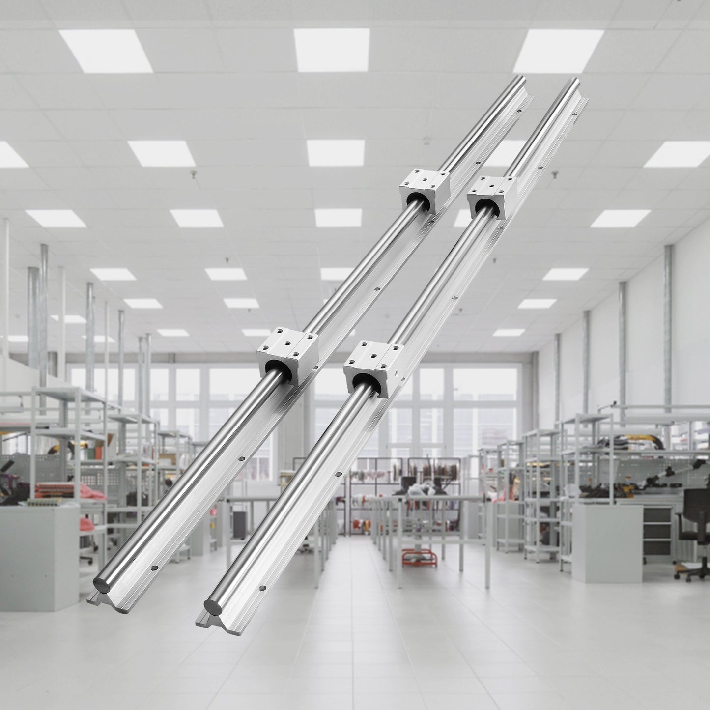 Linearführungsschienen-Set, SBR16 800 mm, 2 Stück 31,5 Zoll/800 mm SBR16 Führungsschienen und 4 Stück SBR16UU Gleitblöcke, Linearführungs- und Lagersatz für automatisierte Maschinen, DIY-Projekte, CNC-Fräsmaschinen