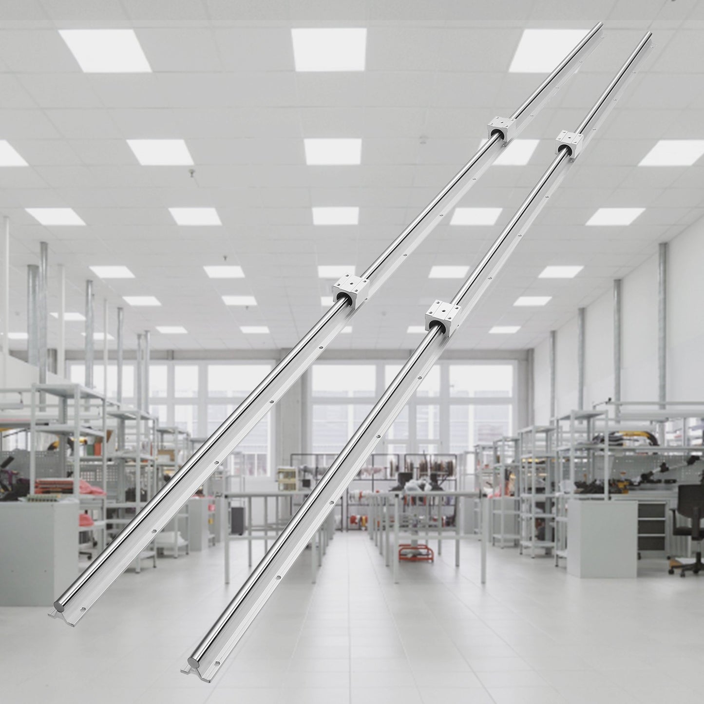 Linearführungsschienen-Set, SBR20 1800 mm, 2 Stück 70,9 Zoll/1800 mm SBR20 Führungsschienen und 4 Stück SBR20UU Gleitblöcke, Linearführungs- und Lagersatz für automatisierte Maschinen, DIY-Projekte, CNC-Fräsmaschinen