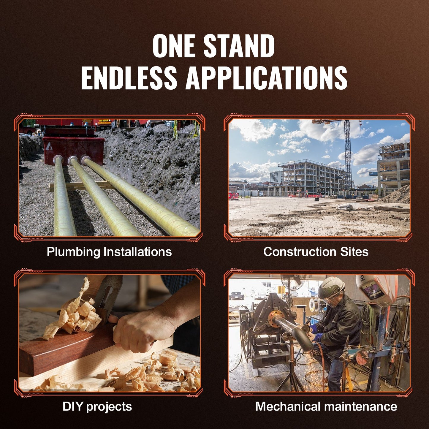 Rohrständer, 1133,9 kg Schwerlast-Rohrheber, 69,1–132,1 cm höhenverstellbarer V-Kopf-Rohrständer, 45# Stahl-Klappständer für Rohre mit 1,3–30,5 cm Durchmesser