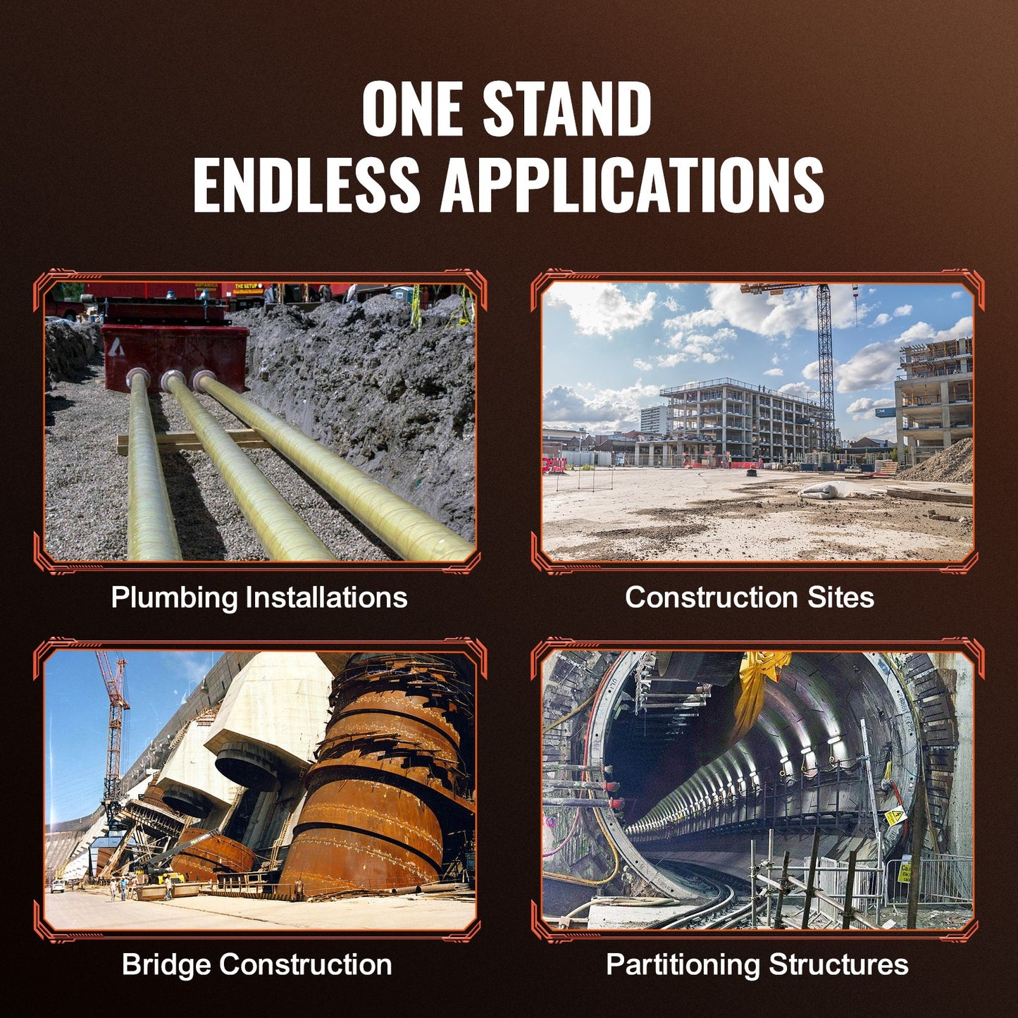 Rohrständer mit Rollenkopf, Tragkraft 1134 kg, für Rohre von 5,1–91,4 cm Durchmesser, Stahl 45#