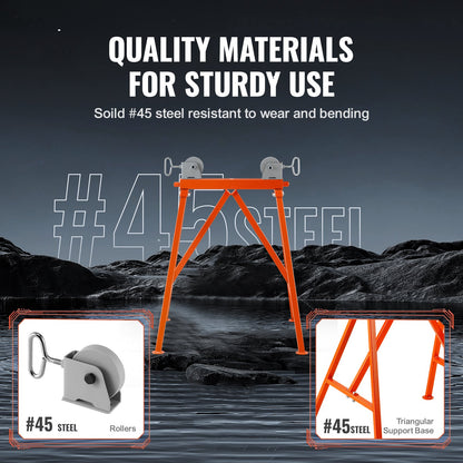 Rohrständer mit Rollenkopf, Tragkraft 1134 kg, für Rohre von 5,1–91,4 cm Durchmesser, Stahl 45#
