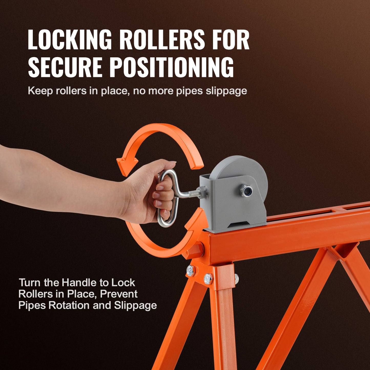 Rohrständer mit Rollenkopf, Tragkraft 1134 kg, für Rohre von 5,1–91,4 cm Durchmesser, Stahl 45#