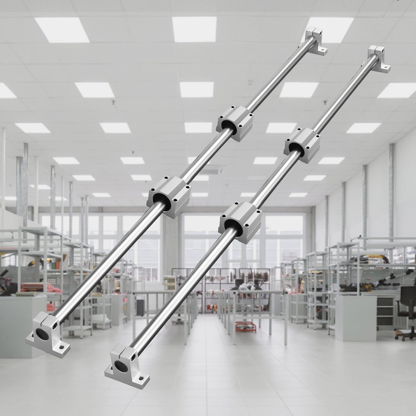 Linearführungsschienen-Set, SFC20 1200 mm, 2 Stück 47,2 Zoll/1200 mm SFC20-Führungsschienen, 4 Stück SC20-Gleitblöcke, 4 Stück Schienenhalterungen, Linearführungs- und Lagersatz für automatisierte Maschinen, CNC-DIY-Projekte