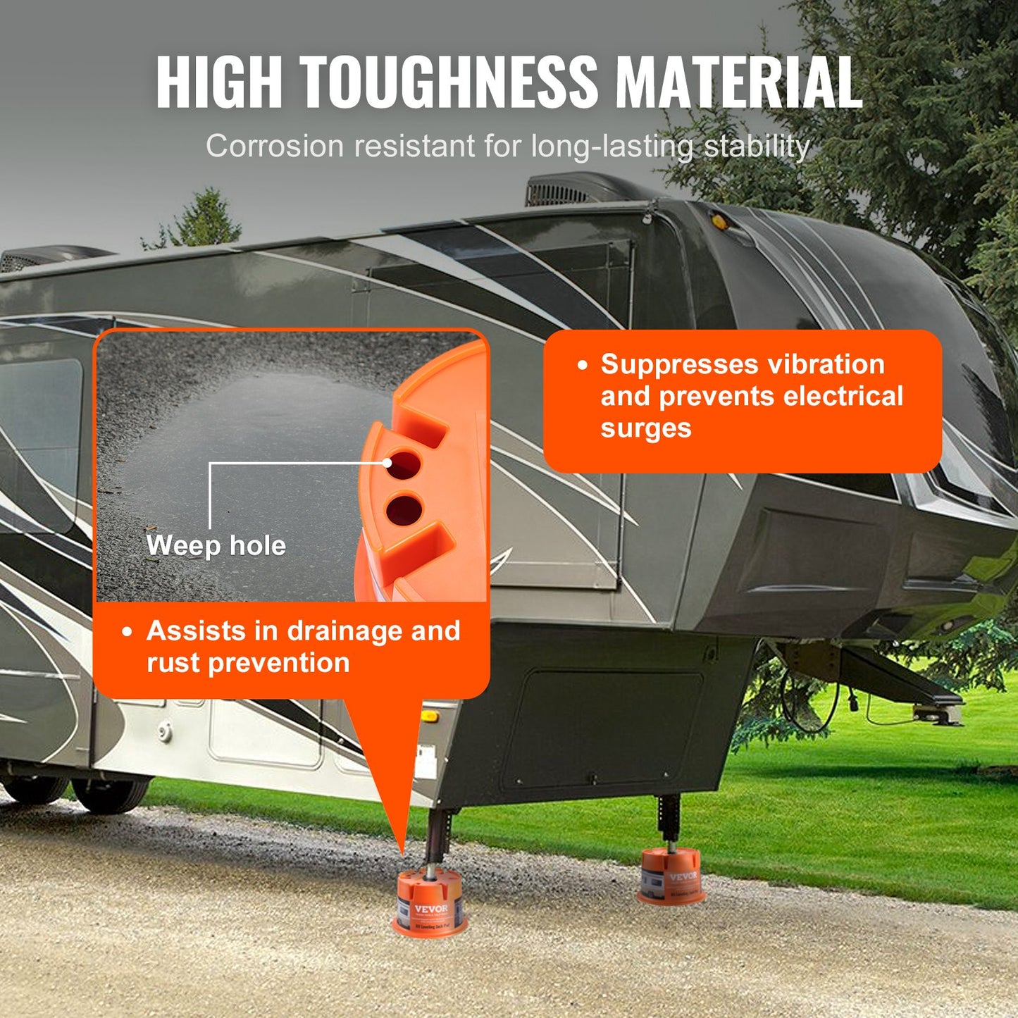 Trailer Jack Block, 2000 lbs Capacity per RV Leveling Block, High-quality Polypropylene RV Camper Stabilizer Blocks, RV Travel Accessories Use for Any Tongue Jack, Post, Foot, 5th Wheels, 2-Pack