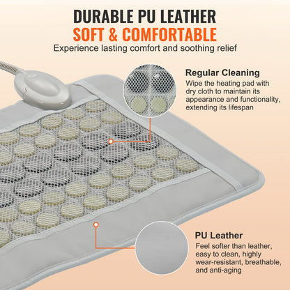 Ferninfrarot-Heizkissen, 52 natürliche Jade- und 20 Turmalinsteine ​​zur Linderung von Rückenschmerzen, 103-159 °F Infrarot-Heizkissen mit intelligenter Steuerung und automatischer Abschaltung (mittlere Größe 23,9" x 15,8")