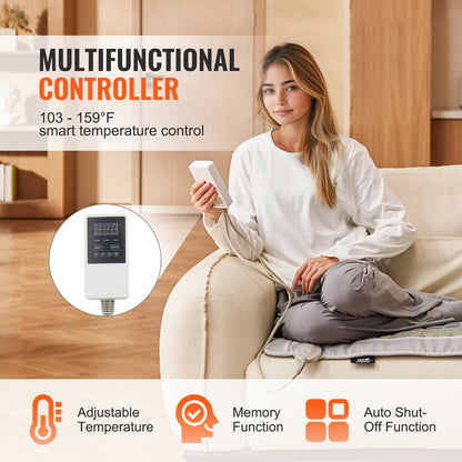 Ferninfrarot-Heizkissen, 52 natürliche Jade- und 20 Turmalinsteine ​​zur Linderung von Rückenschmerzen, 103-159 °F Infrarot-Heizkissen mit intelligenter Steuerung und automatischer Abschaltung (mittlere Größe 23,9" x 15,8")