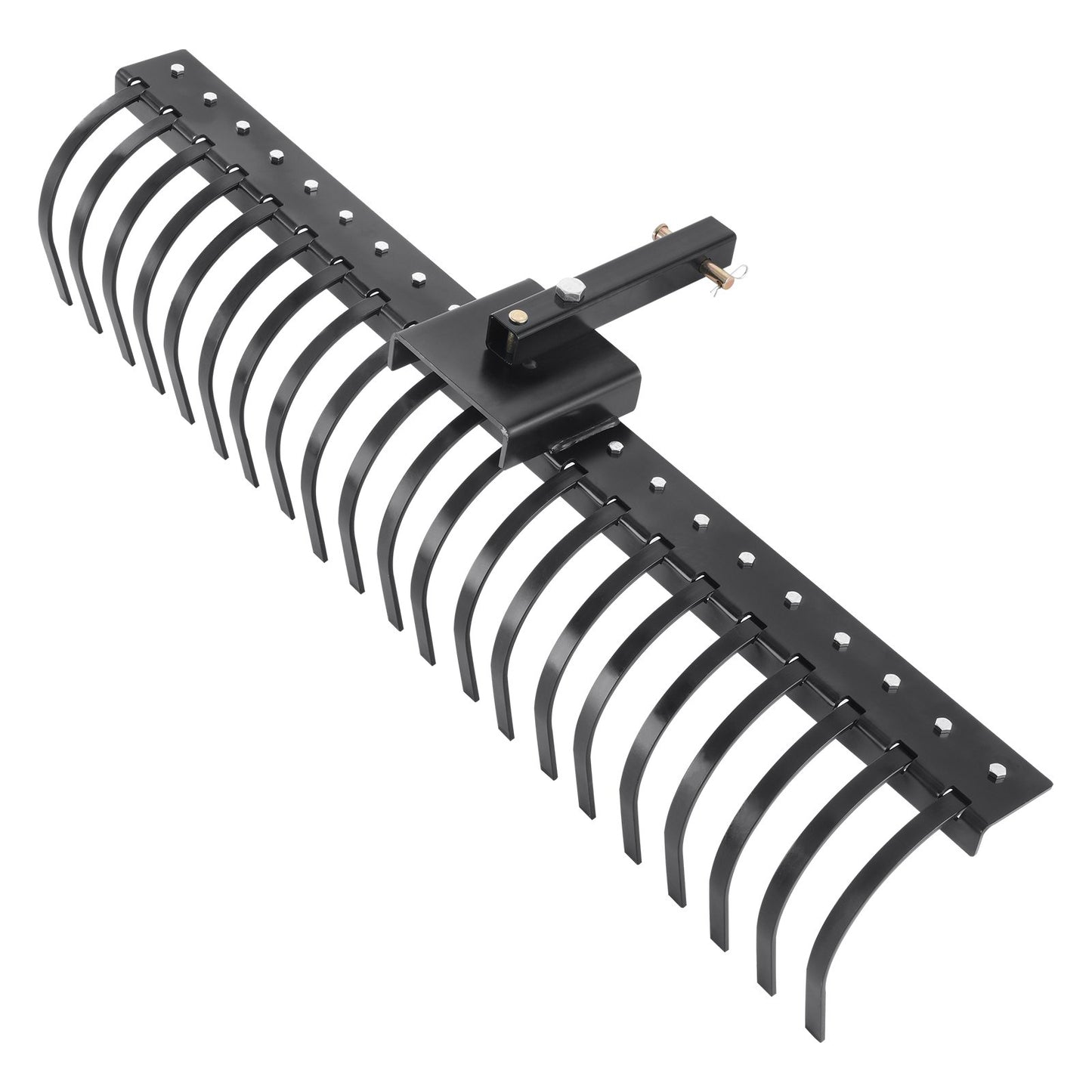 Tow Behind Landscape Rake, 60" Tow Dethatcher with 21 Steel Coil Tines, Lawn Dethatcher Rake Attaches to 48" or 60" Toolbars and 3-point Suspension Systems, for Leaves, Pine Needles, and Grass