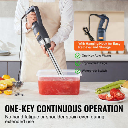 Professioneller Stabmixer, 350 W, Hochleistungs-Handmixer, 40 cm (16 Zoll) langer, stufenlos einstellbarer Geschwindigkeitsregler mit Edelstahlklinge, vielseitiger tragbarer Mixer für Suppen, Soßen, Kartoffelpüree und Sahne.