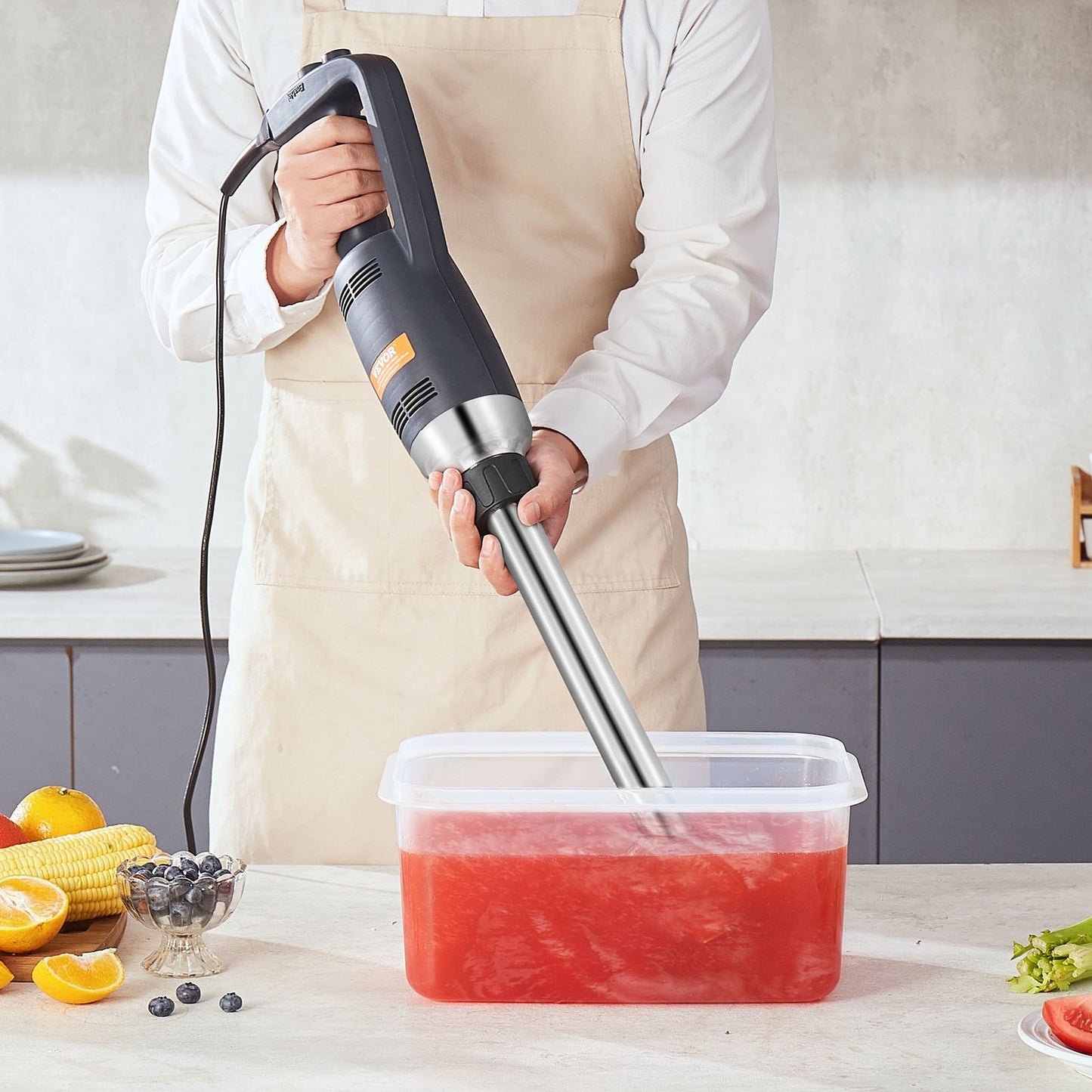 Professioneller Stabmixer, 350 W, Hochleistungs-Handmixer, 40 cm (16 Zoll) langer, stufenlos einstellbarer Geschwindigkeitsregler mit Edelstahlklinge, vielseitiger tragbarer Mixer für Suppen, Soßen, Kartoffelpüree und Sahne.