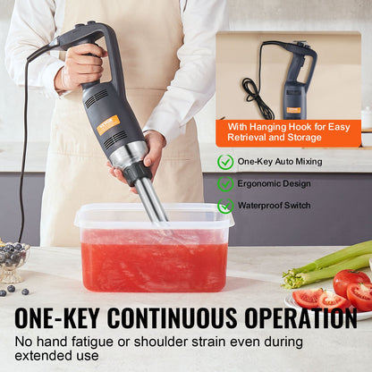 Professioneller Stabmixer, 350 W, Hochleistungs-Handmixer, 25 cm (10 Zoll) langer, stufenlos einstellbarer Drehzahlregler mit Edelstahlklinge, vielseitiger tragbarer Mixer für Suppen, Soßen, Kartoffelpüree und Sahne.