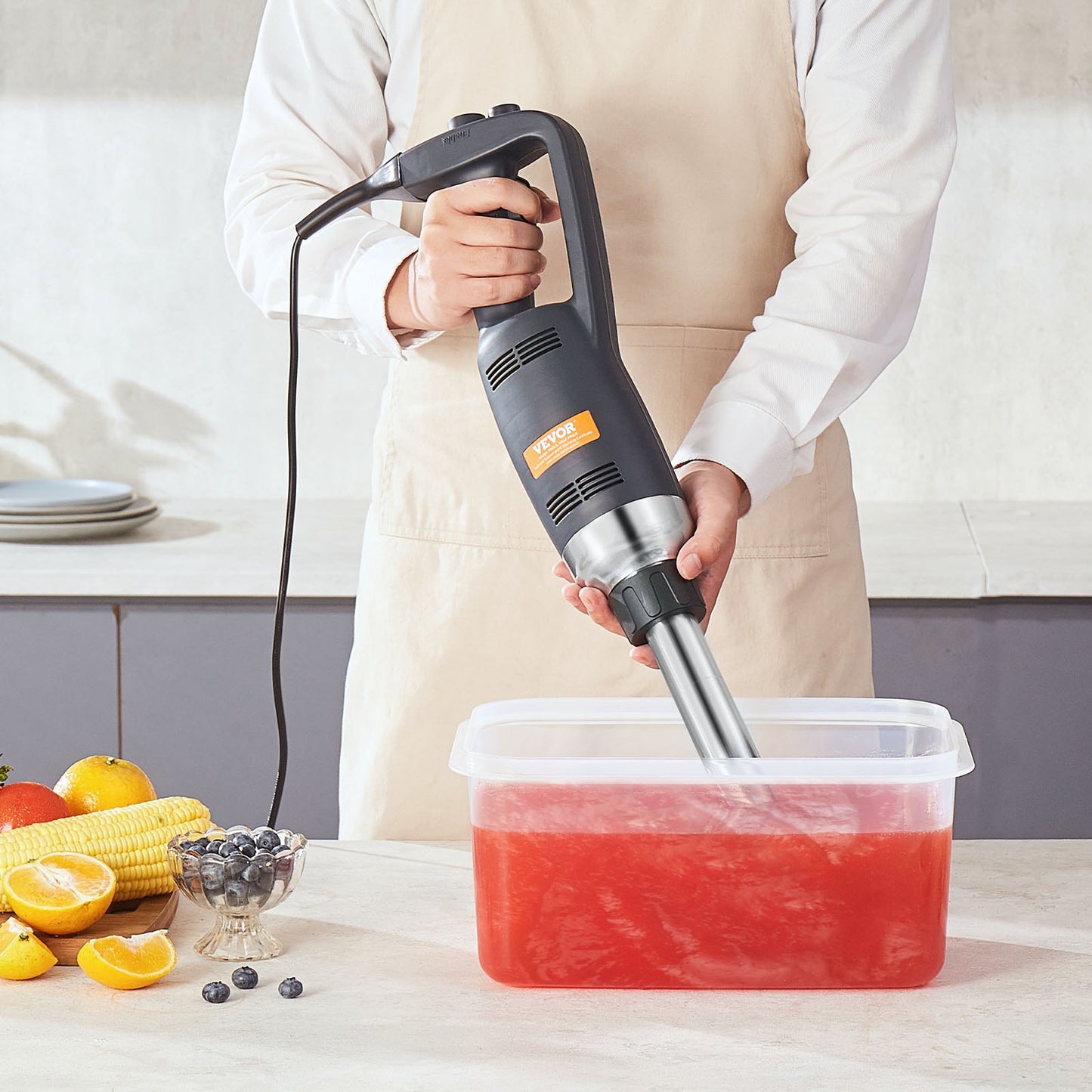 Professioneller Stabmixer, 350 W, Hochleistungs-Handmixer, 25 cm (10 Zoll) langer, stufenlos einstellbarer Drehzahlregler mit Edelstahlklinge, vielseitiger tragbarer Mixer für Suppen, Soßen, Kartoffelpüree und Sahne.