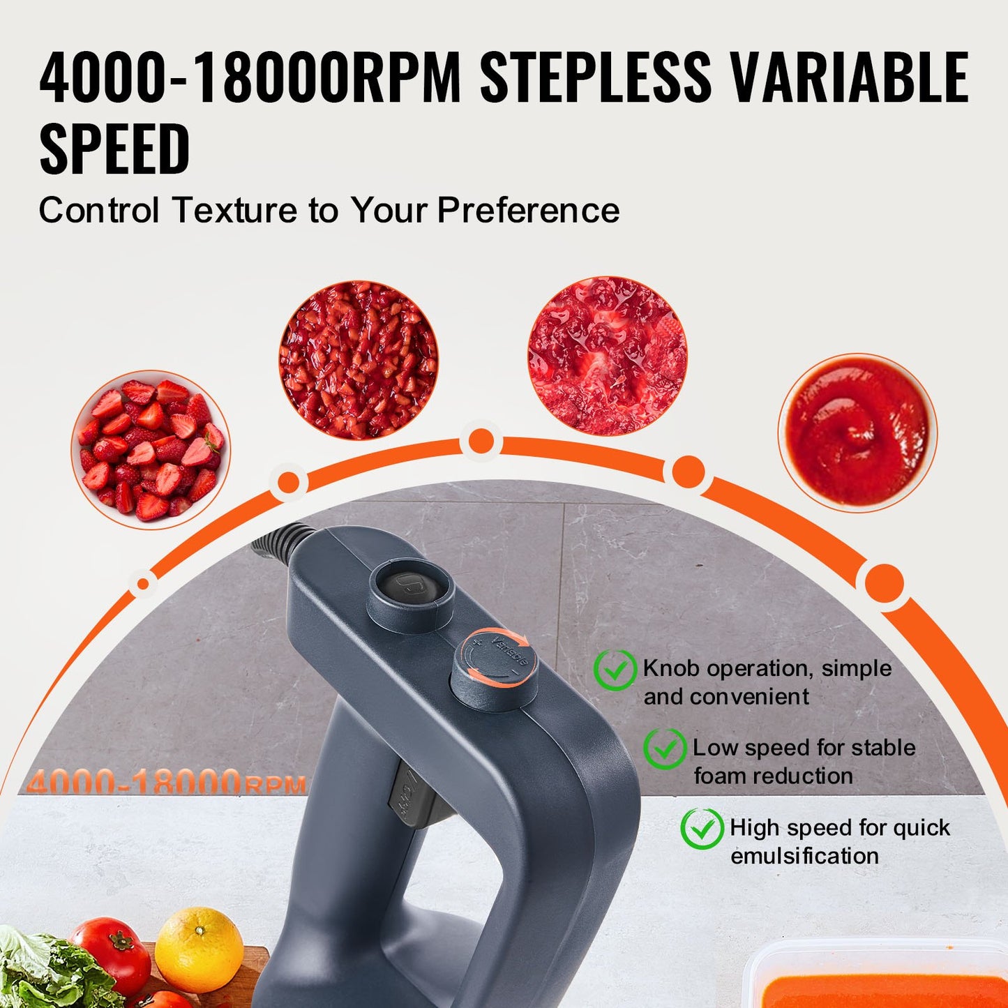 Professioneller Stabmixer, 500 W, Hochleistungs-Handmixer, 40 cm (16 Zoll) langer, stufenlos einstellbarer Geschwindigkeitsregler mit Edelstahlklinge, vielseitiger tragbarer Mixer für Suppen, Soßen, Kartoffelpüree und Sahne.