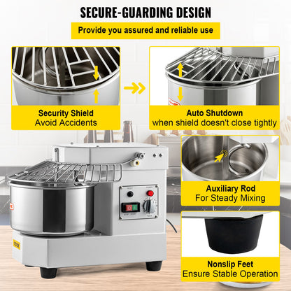 Gewerblicher Teigkneter, Spiral-Teigkneter mit 8-Liter-Edelstahlschüssel