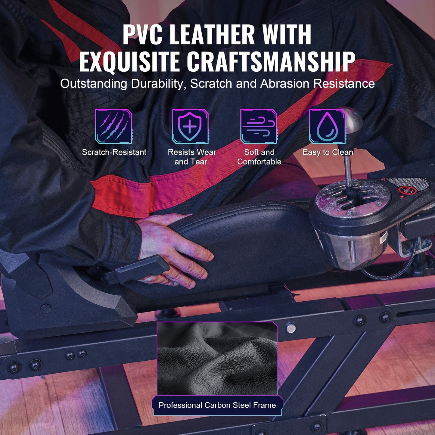 Racing Wheel Stand For Logitech G923/G920/G29, Heavy Duty Steel Driving Simulator Cockpit-Thrustmaster T248P, Steering Wheel Bracket Height & Foot Pedal Angle Adjustable,Max Load 330 LBS Compact