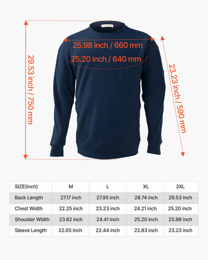FR Shirts, Flame Resistant Long Sleeve Clothing Lightweight 7 oz Breathable Cotton, Men's Fire Retardant Work Shirt with Pre-shrink Treatment & Pocket, for Welders,Electricians,Navy Blue 2XL