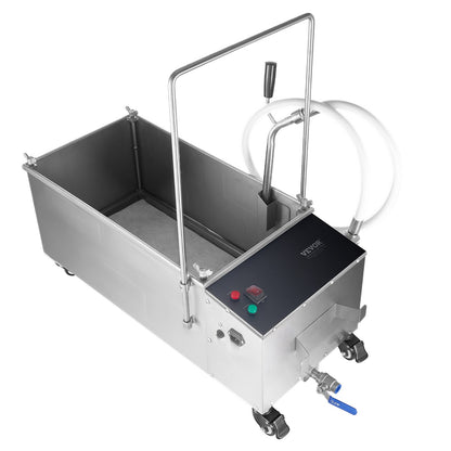 Mobile Fryer Filter, 55L Oil Tank Capacity, Oil Filtration System with 10 L/min Oil Filtration Speed, Mobile Frying Oil Filtering System with Swivel Wheels, Oil Hose for Restaurant Burger Stores