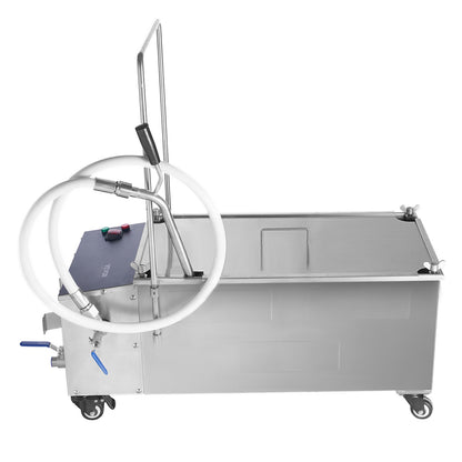 Mobile Fryer Filter, 55L Oil Tank Capacity, Oil Filtration System with 10 L/min Oil Filtration Speed, Mobile Frying Oil Filtering System with Swivel Wheels, Oil Hose for Restaurant Burger Stores