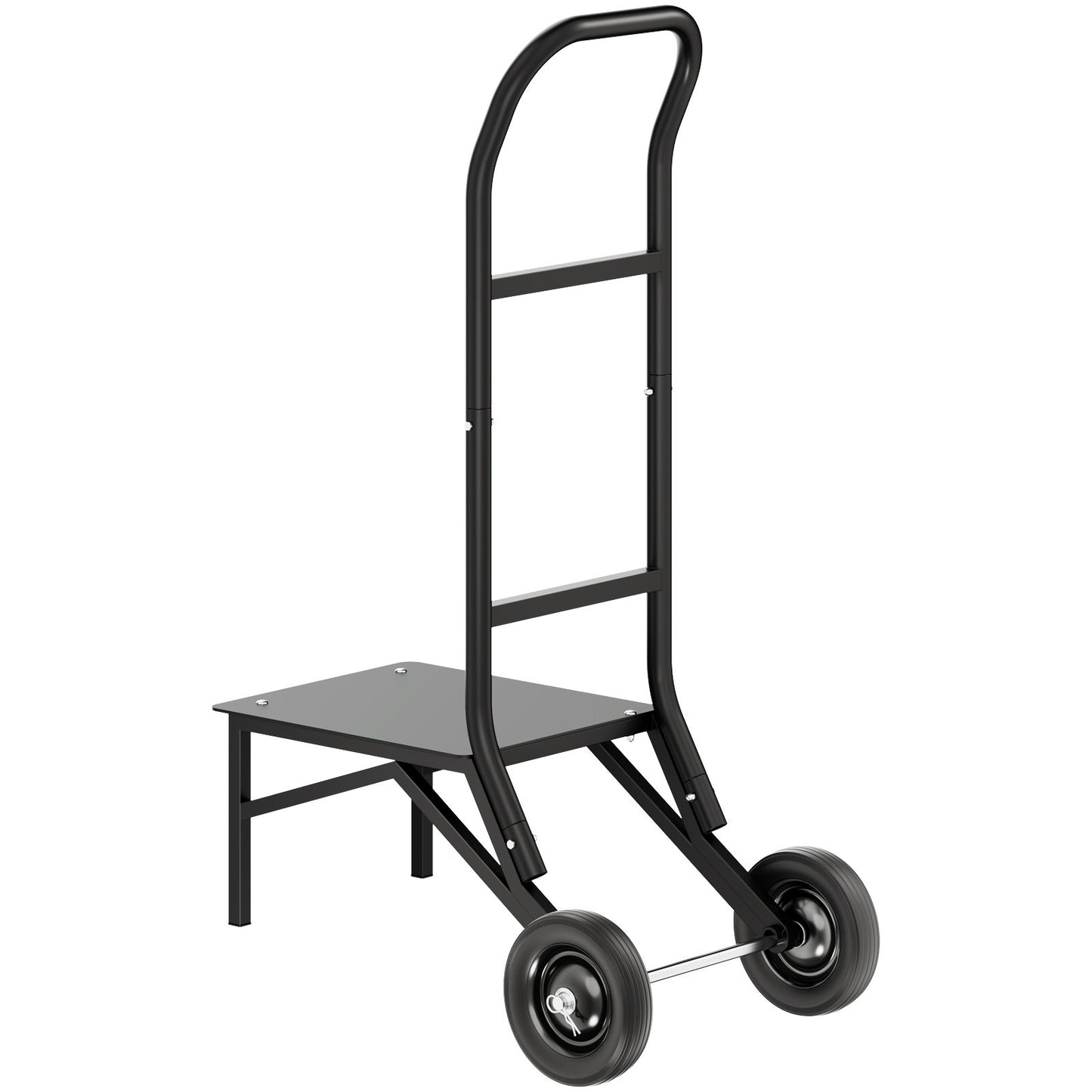 Klappbarer Stuhlwagen, Tragkraft 68 kg, robuster Stuhlwagen für 10 stapelbare Stühle, multifunktionaler Stuhlwagen aus Metall mit Gummirädern, Schiebestuhlhalterung, mattschwarz