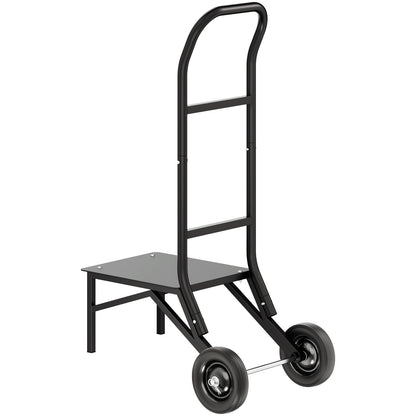 Klappbarer Stuhlwagen, Tragkraft 68 kg, robuster Stuhlwagen für 10 stapelbare Stühle, multifunktionaler Stuhlwagen aus Metall mit Gummirädern, Schiebestuhlhalterung, mattschwarz