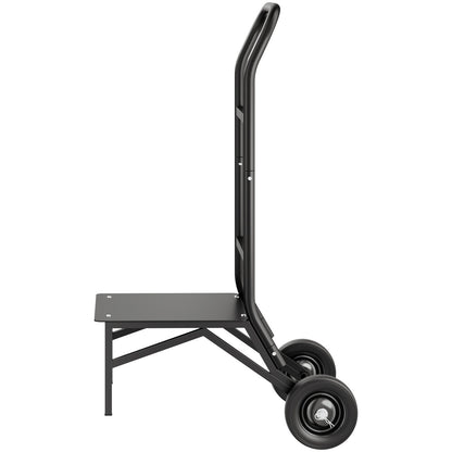 Klappbarer Stuhlwagen, Tragkraft 68 kg, robuster Stuhlwagen für 10 stapelbare Stühle, multifunktionaler Stuhlwagen aus Metall mit Gummirädern, Schiebestuhlhalterung, mattschwarz